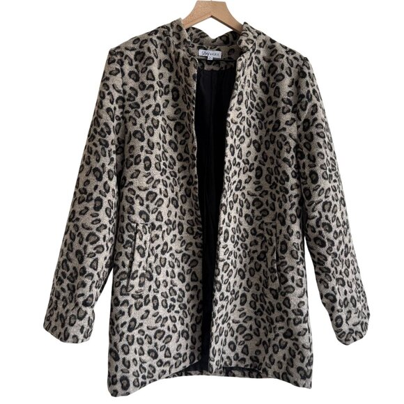 Lucy Avenue Leopard Print Open Front Blazer Jacket XL Womens - Picture 1 of 4